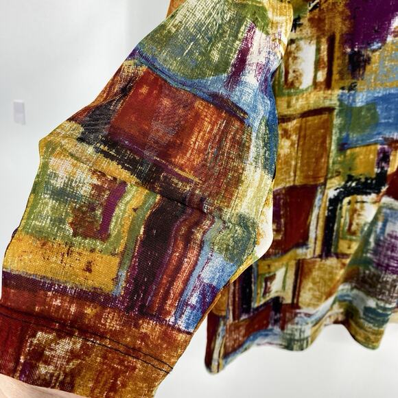 Chicos 2 Nylon Mesh Colorful Top size Large Sheer Long Sleeves Stretch Pullover - Picture 4 of 7